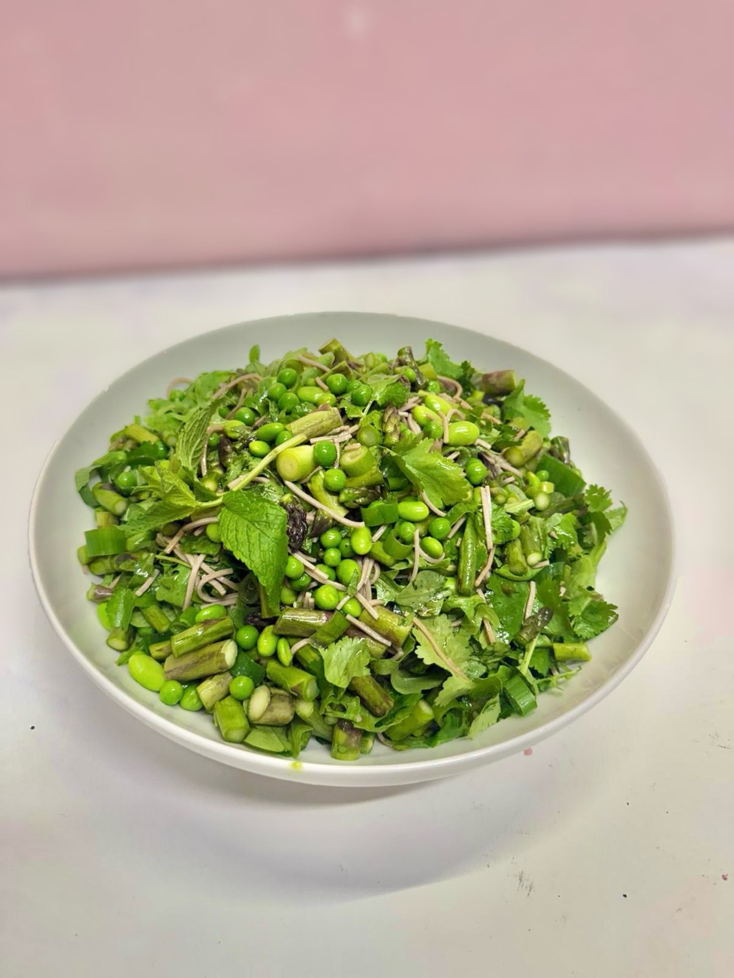 Green soba noodle salad