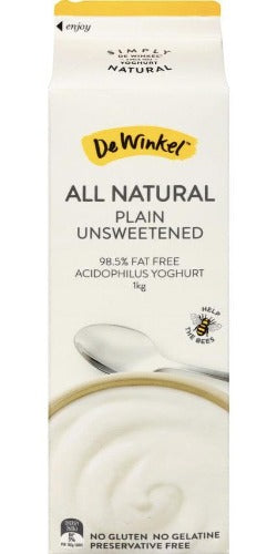 De Winkel All Natural Plain Unsweetened Yoghurt 1kg