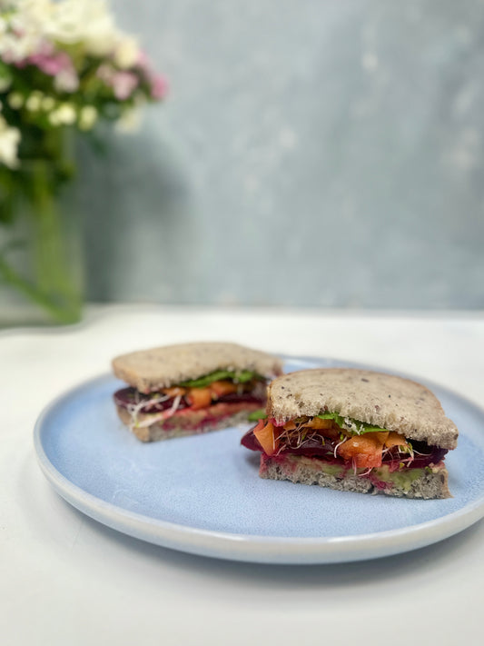 Beetroot + Smashed Avo sandwich (VEGAN)