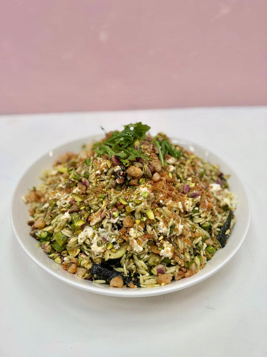 Asparagus, zucchini + orzo salad