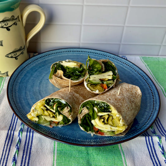 Grilled zucchini + halloumi wraps