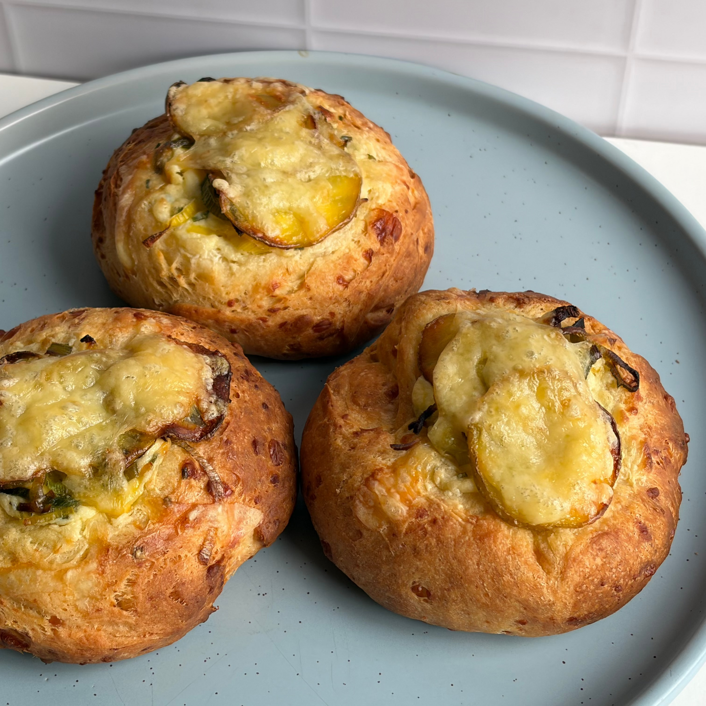 Potato + leek cream cheese buns