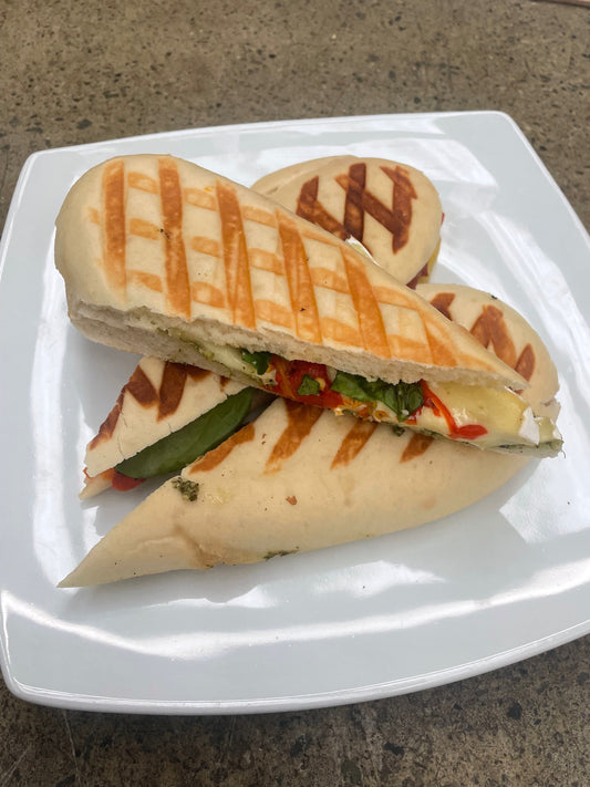 Pesto, chicken + brie panini
