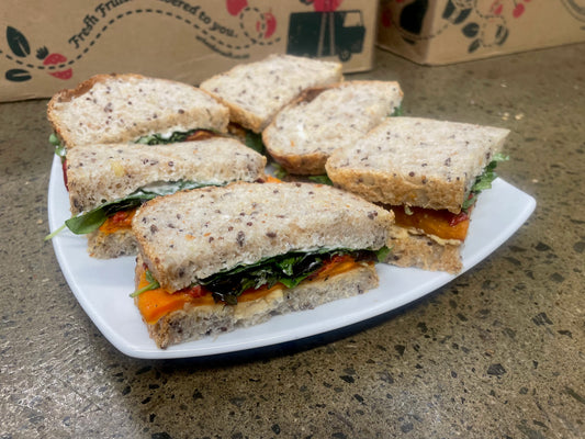 Hummus + kumara sandwich (Vegan)