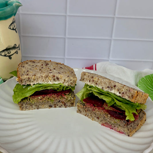 Mushroom pate + falafel sandwich