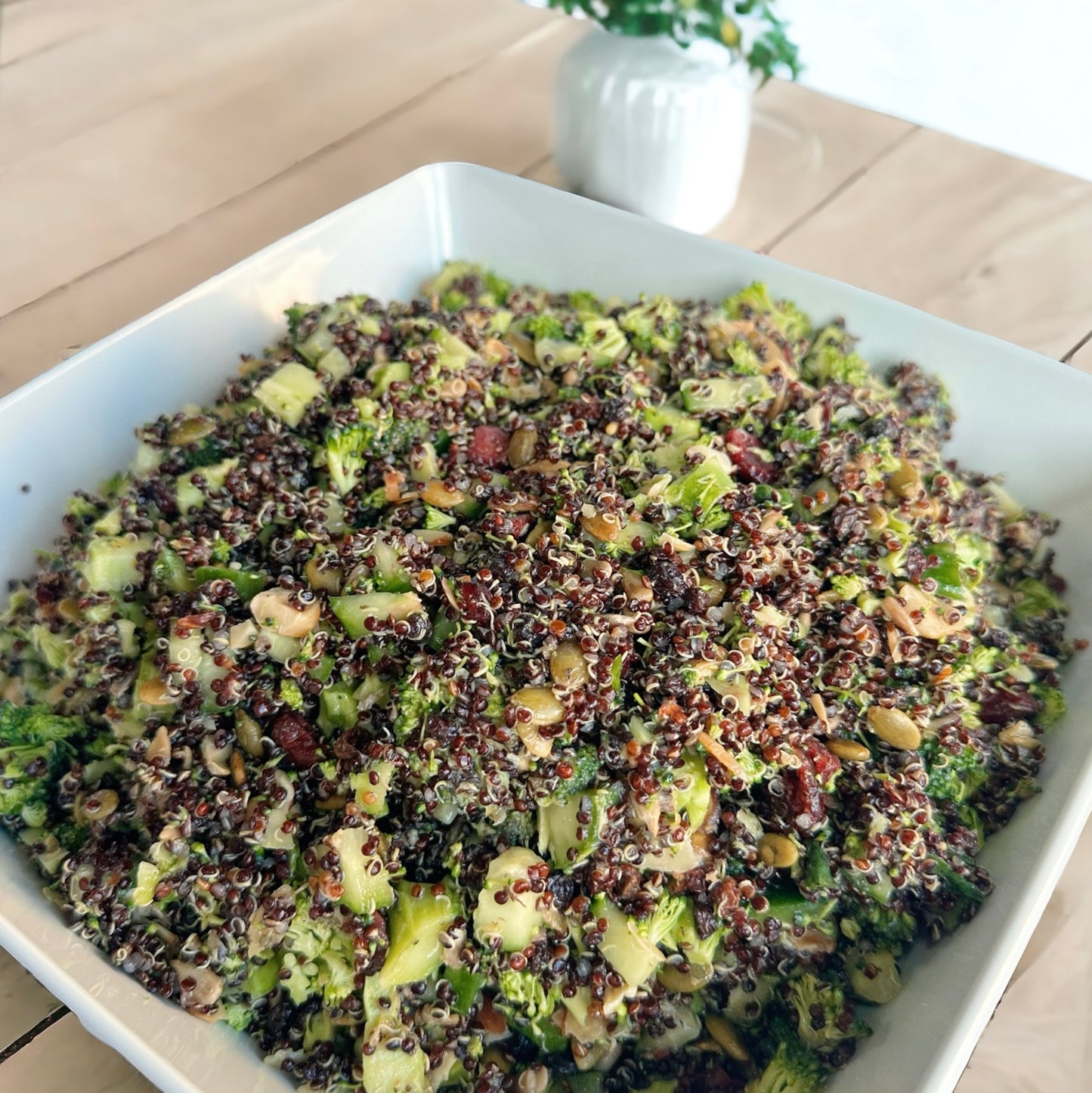 Seedy nutty broccoli salad (vegan/GF)