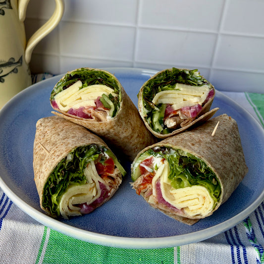Sticky honey & lime halloumi Greek wrap