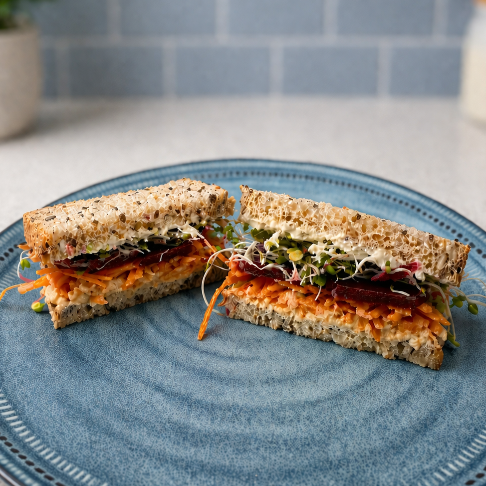 hummus beetrot sandwich